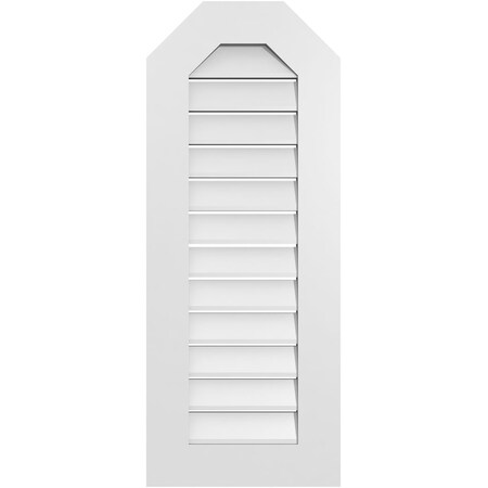 Ekena Millwork Octagonal Top Surface Mount PVC Gable Vent: Functional, w/ 3-1/2"W x 1"P Standard Frame, 16"W x 40"H GVPOT16X4001SF